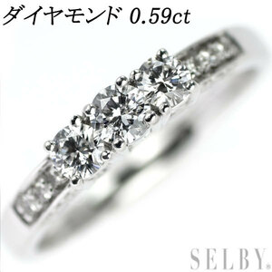 1円～ K18WG ダイヤモンド リング 0.59ct SELBY