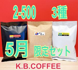 《2-500》5月限定価格 飲み比べ 自家焙煎 珈琲豆 3種セット(各100g)