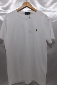 polo Ralph lauren ポロラルフローレン ワンポイント刺〓 Tシャツ タグ付 未使用 美品 サイズL ホワイト系 メンズ