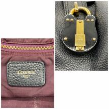 1円〜 ☆美品☆ LOEWE ロエベ カリエ トートバッグ ハンドバッグ ワンショルダー レザー ブラック 黒 南京錠 パドロック ホーボー EJE_画像9