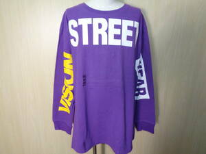 b1190◆VISION STREET WEAR BIGロゴ クルーネック L/S Tシャツ◆ビジョンストリートウェア X3 大きいサイズ ロンT 綿100％ パープル 4E