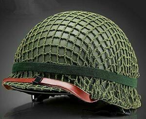 WW2 米軍 M1 兵士屋外戦術的なヘルメットネットグリーンカバー & 猫の目ストラップ再現