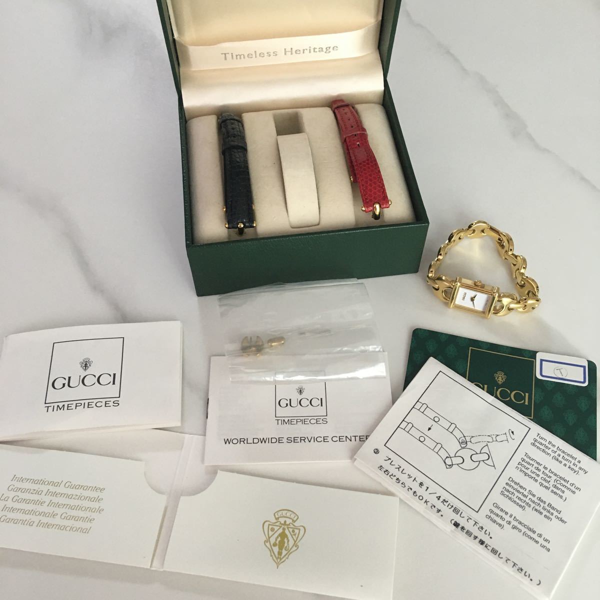 美しい GUCCI ディアマンティッシマ 4Pダイヤ クォーツ 箱付き 余り
