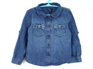  baby Gap long sleeve Denim shirt denim jacket ribbon for girl 95 size blue Kids child clothes babyGap