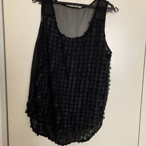 アンティカ パターンロッソ 黒 ブラック タンクトップ ノースリーブ おしゃれ 透け感