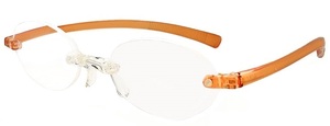 新品 老眼鏡 超軽量フレーム オレンジ +3.50 ツーポイント シニアグラス ソフト老眼鏡 オーバル型 シンプル
