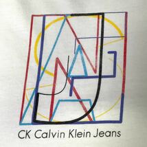 【送料込】Calvin KleinJeans CK プリント TシャツL 白 ボロ USA製 半袖 80s 90s 00s ビンテージ 古着 オールド_画像3