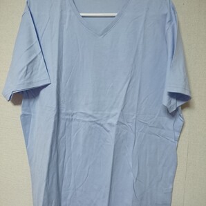 M1092 TPVL コットン100% LL Vネック 水色