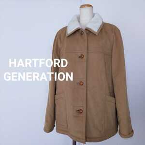○HARTFORD GENERATION BY SANYO　ボア　ジャケット　コート　ブルゾン　9AR　革ボタン　もこもこ
