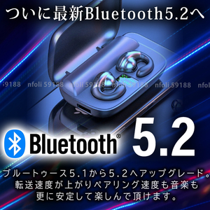 ワイヤレスイヤホン 新品 骨伝導 Bluetooth5.2 耳挟み式 分離 マイク iPhone 高音質 ケース 充電 防水 スポーツ 完全 黒 最新 ペアリング 