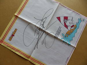 * Showa era idol autograph autograph ①* Matsuda Seiko *LASPER&CHAP handkerchie /U.S.A* rare goods *