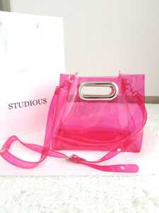 * beautiful goods stereo . Dio sSTUDIOUS lady's PVC pink clear bag 2way shoulder bag handbag storage bag attaching sea pool summer BBQ casual beautiful *