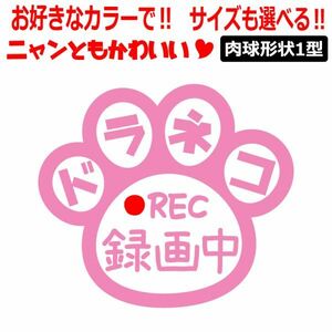 肉球 ドラネコ 録画中 ステッカー かわいい REC ドライブレコーダー 肉球１型 車 クルマ バイク ドラレコ 煽り あおり運転防止 (2)