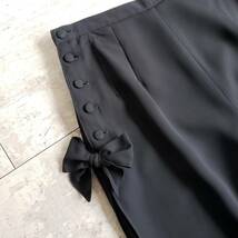 INGRBORG インゲボルグ サイドリボンデザイン ワイド パンツ M 日本製 薄手 黒 _画像4