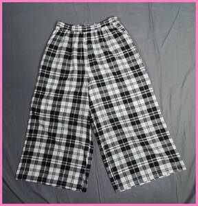 CM‐25☆春夏秋P☆新品☆送料込み☆即決☆☆ナチュラル系☆インド綿☆Mサイズ☆ワイドパンツ☆白×黒(チェック柄)