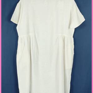 CM‐①‐③春夏秋☆☆新品☆送料込み☆即決☆ナチュラル系☆綿麻混☆M~Lサイズ☆ワンピース☆クリーム色☆刺繍柄