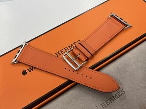 ☆即決 レア 美品 アトラージュ Apple Watch Hermes 45mm 44mm ヴォー スイフト オレンジ レザー ストラップ エルメス アップルウォッチ