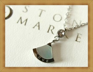 ★STONE MARKET/ストーンマーケット箱付き★S.STEEL/ステンレス製★ビジュー＆イチョウ型天然シェルネックレス★