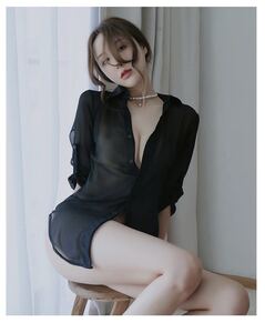 セクシーランジェリー 勝負下着 Tバック ルームウェア ナイトウエア 彼氏のシャツ コスプレ衣装 撮影衣装 コンパニオン衣装 ブラック
