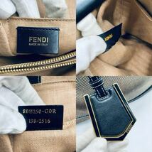 【未使用】FENDI フェンディ トゥージュール 2way ハンドバッグ トート ショルダー 肩掛け キャンバス レザー ベージュ 黒 ブラック_画像10