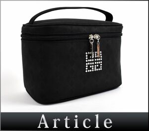 123784 〇 Bonne condition GIVENCHY Givenchy 4G Logo Vanity Bag Pouch Cosmetic Pouch Nylon Rhinestone Black Black Ladies / B, la mort, Givenchy, pour femme
