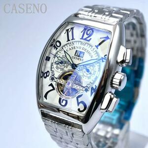 クール！Casenoトゥールビヨンスケルトン 自動機械式 メンズ腕時計 トップブランドの高級 スポーツウォッチ ステンレス鋼 男性時計