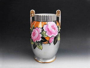  luster . large wheel. rose writing sama vase * Old Noritake 