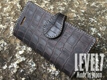 LEVEL7 iPhone各モデルに対応 手帳型 クロコダイル柄 ワニ 型押しオイルレザー 本革 ハンドメイド 日本製【受注生産】_画像9