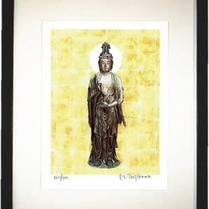 BT-004 仏画 聖観音菩薩 立像 「マリア観音」限定版画300部 直筆サイン有 額装済●作家 辻川充彦