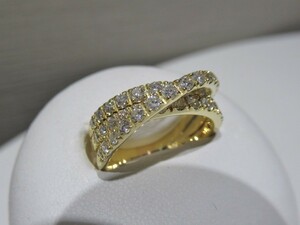 K18 ダイヤモンド リング 指輪 サイズ15号 ジュエリー 3連 重ね付け エタニティ 婚約指輪 結婚指輪 ゴージャス アクセサリー Diamond NBJ