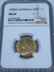 1900年☆ オーストラリア☆1ソブリン☆金貨☆NGC MS62