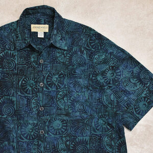 90s JOHARI WEST tribal pattern shirtメンズ XL相当 90s ジョハリ・ウエスト トライバル柄 総柄 コットン シ