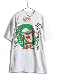 デッドストック 90s USA製 ■ ワーナー タズマニアンデビル プリント 半袖 Tシャツ ( メンズ レディース M ) 新品 ルーニー テューンズ 灰