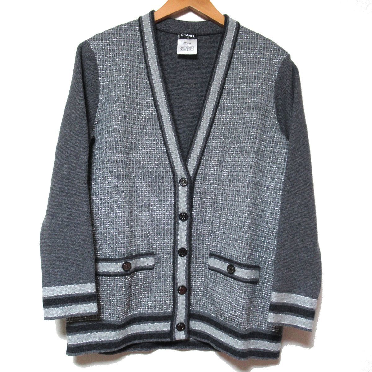 和風 CHANEL/ロング丈シアーコンビリブニットカーディガン - 通販