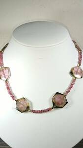  rare article tourmaline ( water melon crystal wheel cut .)K18 parts entering necklace 04501782502