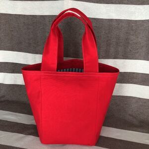 ハンドメイド トートバッグ 帆布 レッド 赤 TOTE