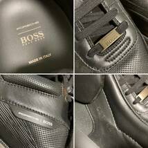 美品☆[PORSCHE×HUGO BOSS] 別注 Arigon Runn GT4 コラボ レザースニーカー 44 US11 ブラック イタリア製 ポルシェ ヒューゴボス_画像9