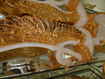 アンティーク調ロココ調ゴージャスゴールド色鶴の置物型置時計　ゴールド色鶴の置物型置時計　新築祝い引っ越し祝いに_画像3