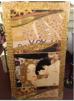 Wunderschönes goldenes Klimt-Gemälde aus Italien importiert Klimt-Gemälde, Kunstwerk, Malerei, Acryl, Schnittwunde