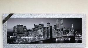 Art hand Auction استيراد إيطالي صنع في إيطاليا لوحة بروكلين بإطار فضي لجسر بروكلين, عمل فني, تلوين, رسم بياني