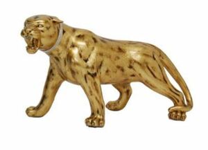 在庫問い合わせてくださいイタリア輸入　アンティーク調ゴージャスゴールド色パンサーの置物ゴールド色レオパードの置き物　ゴールド色豹の