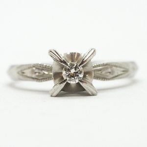 Pt900 ダイヤモンド0.09ct プラチナデザインリング 12.5号 4.5ｇ リング歪みあり 指輪 アクセサリー