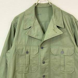  rare { Dead Stock / M-43 initial model }40s dead [ France army stamp M43 Size 40L Vintage military herringbone jacket ]