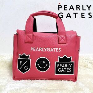 ☆1円スタート☆新品パーリーゲイツ PEARLY GATES カートバッグ ピンク スマイル 刺繍