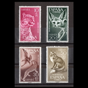 # west . Sahara stamp 1960 year animal 4 kind ./ Spain 