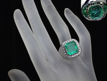 6113D【1円～】新品【RK宝石】≪Emerald≫ 豪華絢爛 極上エメラルド 特大7.574ct 極上ダイヤモンド 総計0.58ct Pt900 超高級 印台リング_画像4