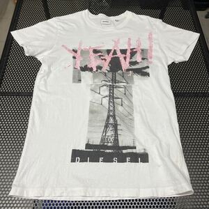 ディーゼル diesel 半袖 プリント Tシャツ くすんだ白になります Lサイズ