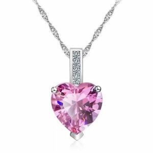 新品　大粒　AAA CZ ダイヤモンド　ハートネックレス　ピンク　3ct相当　ダイヤ　高品質　可愛い　プレゼント　送料無料