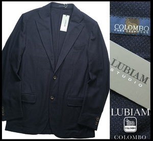 新品15万【 LUBIAM 】ルビアム/伊製/伝統的なテーラリングが織りなす/極上COLOMBO/コロンボ社カシミア100％2釦ジャケット52/XL程度/F