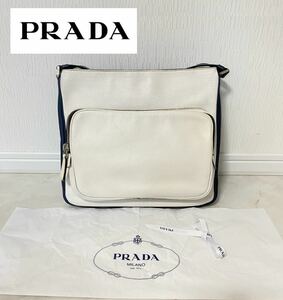 美品 PRADA SAFFIANO BAG プラダ レザー ショルダー バッグ 本革 鞄 本物 正規品 ラフシモンズ サフィアーノ ユニセックス メンズ MIUMIU